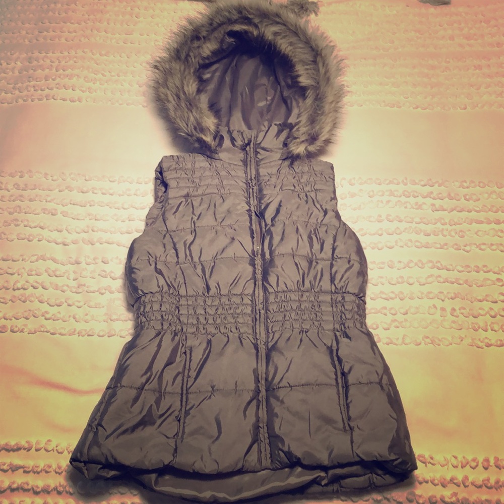 Puffer Vest with Fur-lined Hood